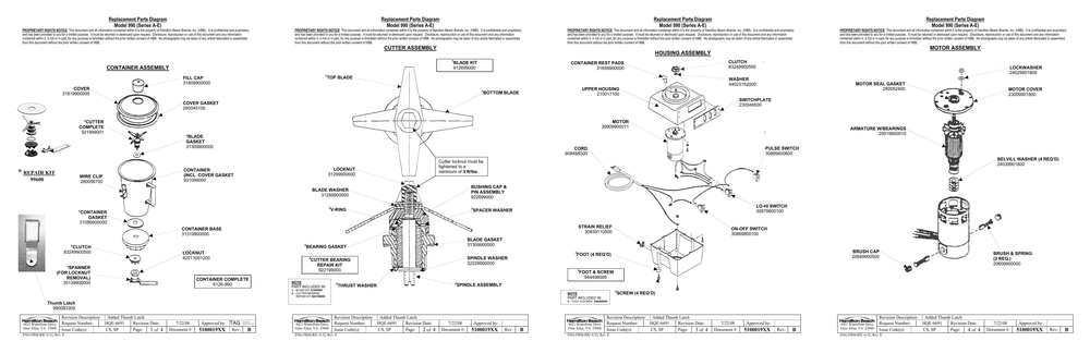 Diagram Diagram and Parts List for 990  Hamilton Beach Blender